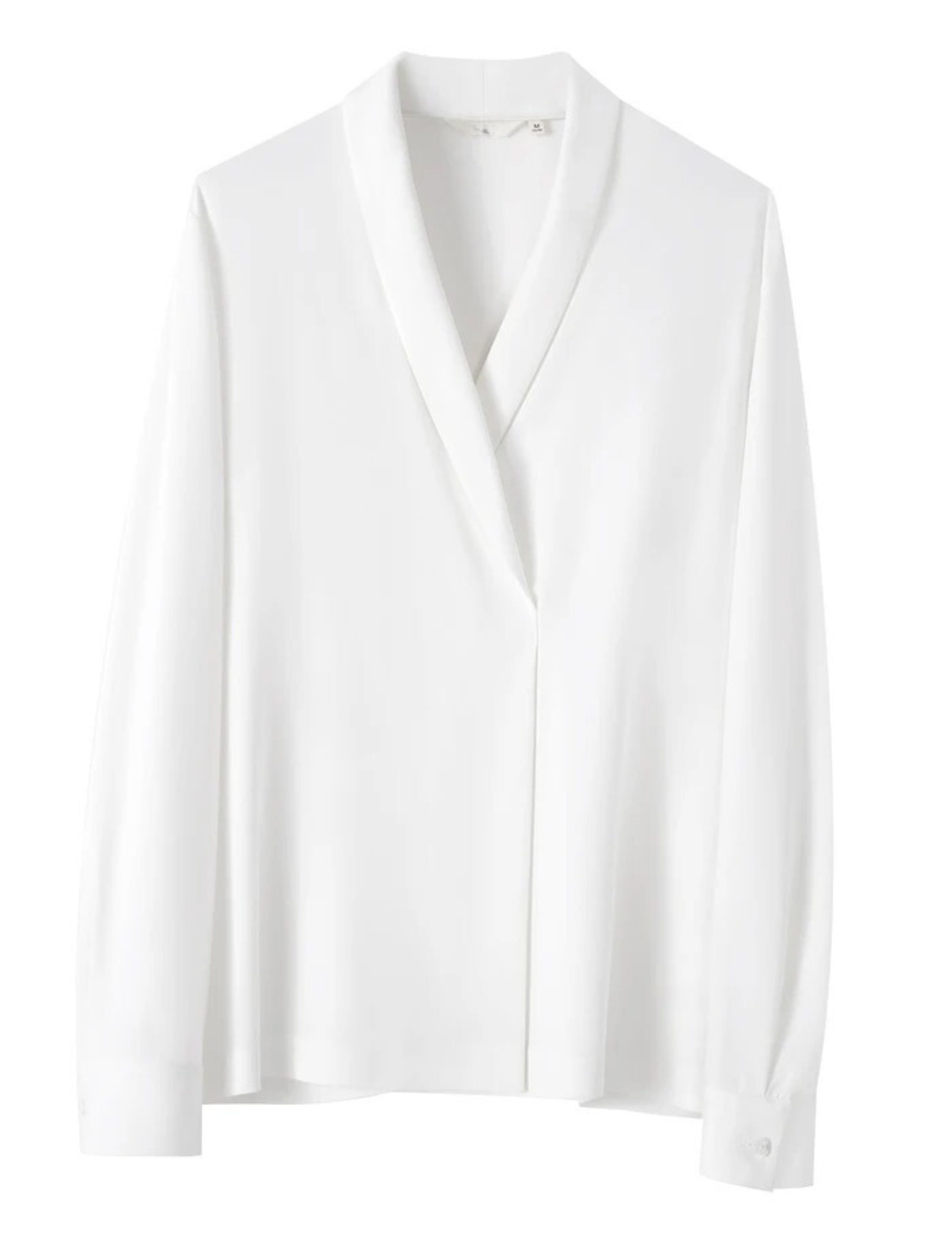 Close-up of neckline and collar on white blouse