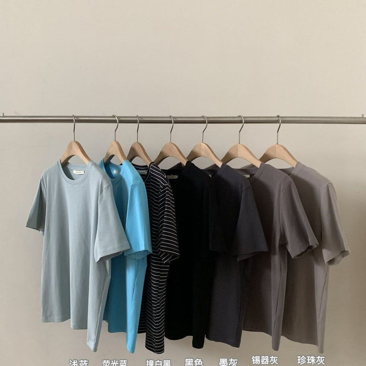 Dame Rund hals Korte ermer T-skjorte Ensfarget Slim Fit