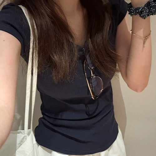 Damer Kortermet T-skjorte Ensfarget Slim Fit