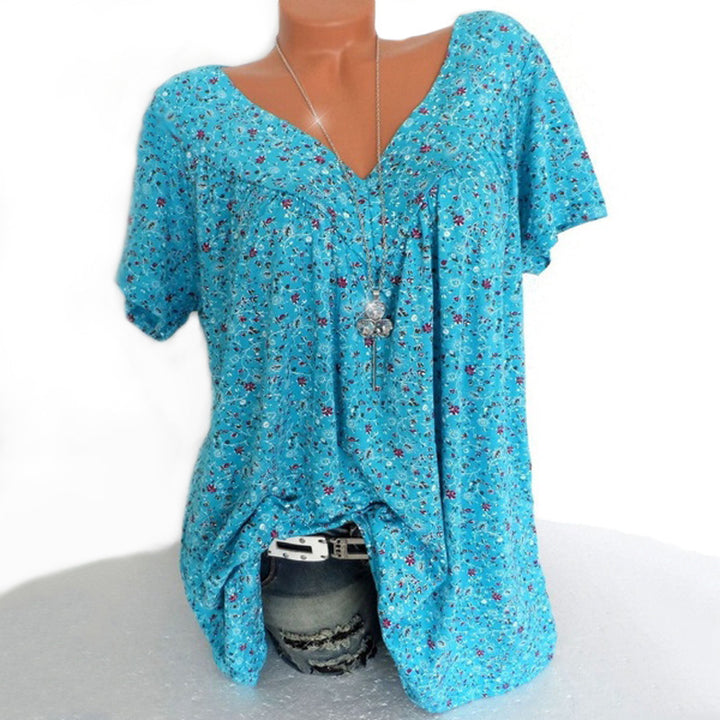 Damer avslappet bluse med blomsterdesign og luftige ermer Skjora