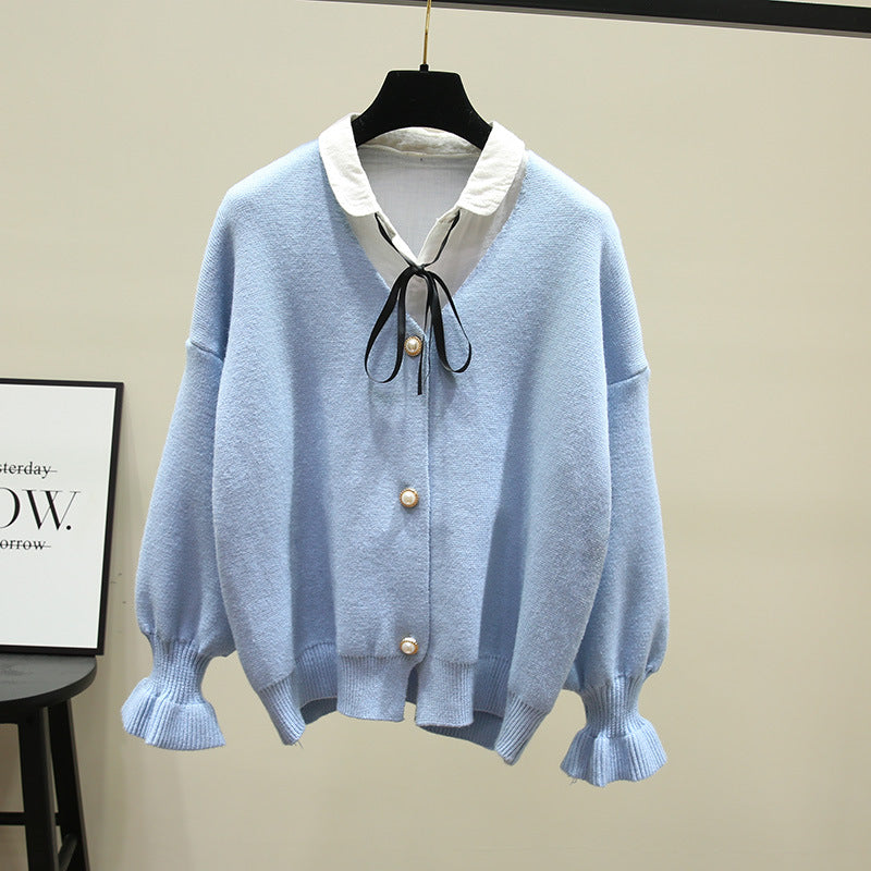 Dame cardigan med perleknapper og løs passform Skjora