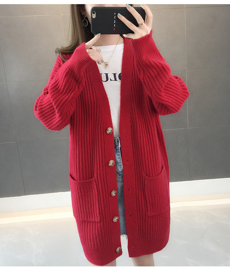 Dame cardigan med lommer og knapper Skjora