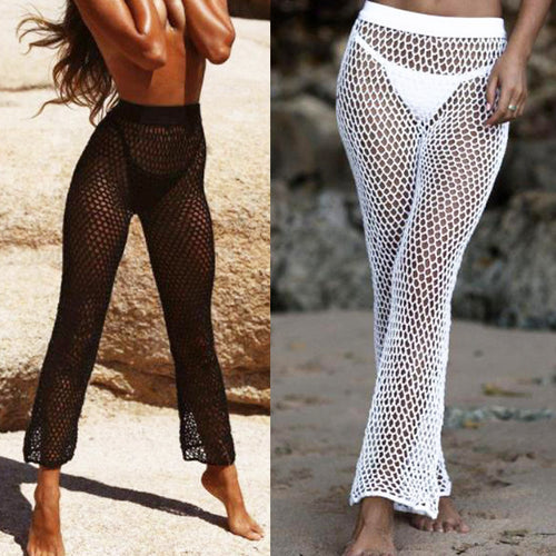 Damen Netz-Strandhose mit hohem Bund und weitem Bein Skjora