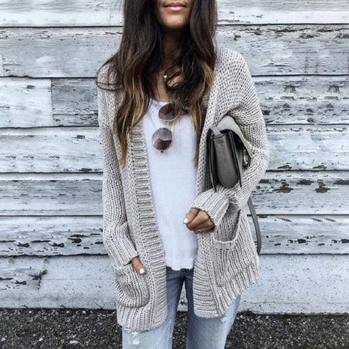 Dame koselig cardigan med lommer og casual snitt Skjora