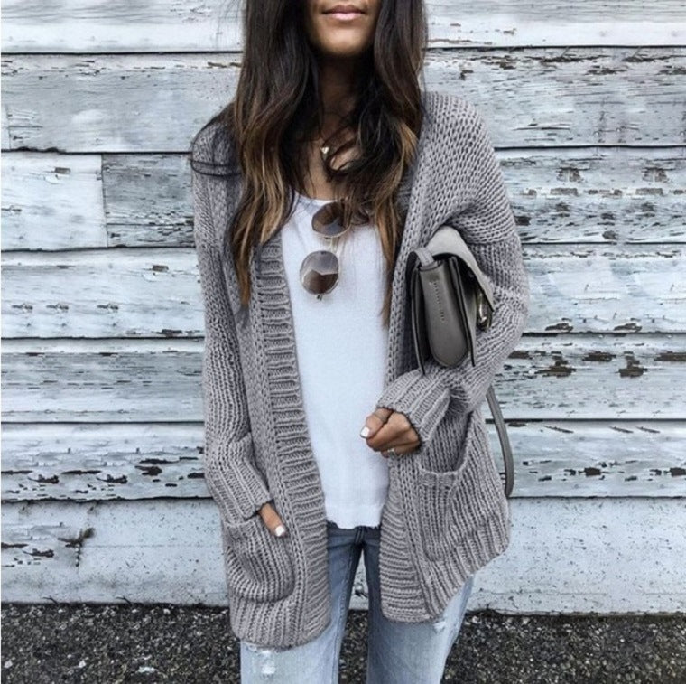 Dame koselig cardigan med lommer og casual snitt Skjora