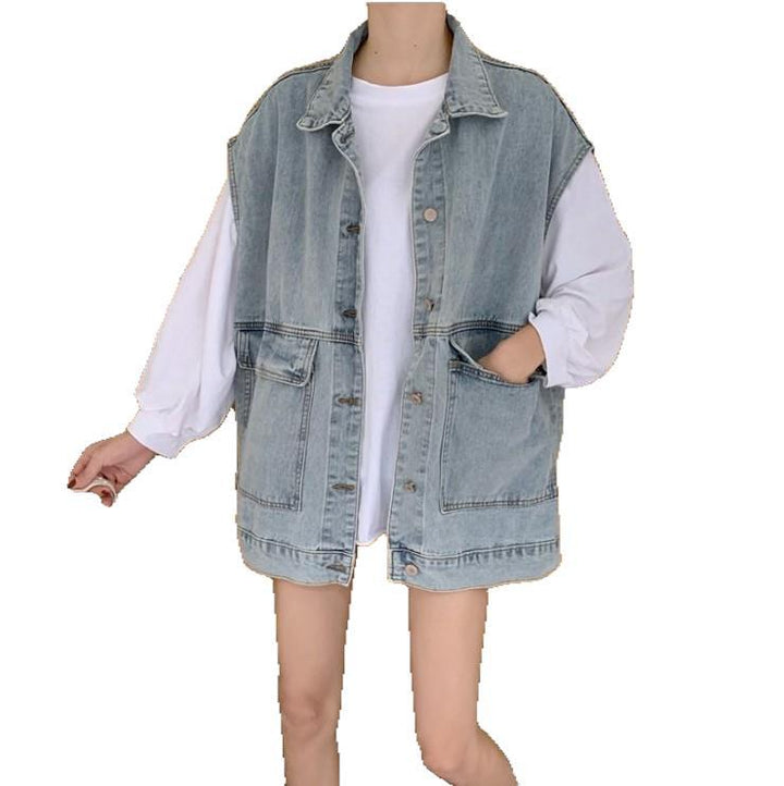 Damer uformell denimvest med romslige lommer Skjora