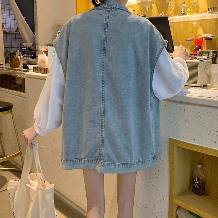 Damer uformell denimvest med romslige lommer Skjora