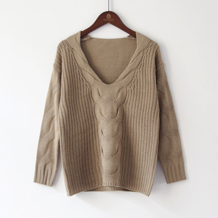 Kvinnes chunky strikket pullover med av-skulder utseende og kabeldesign Skjora