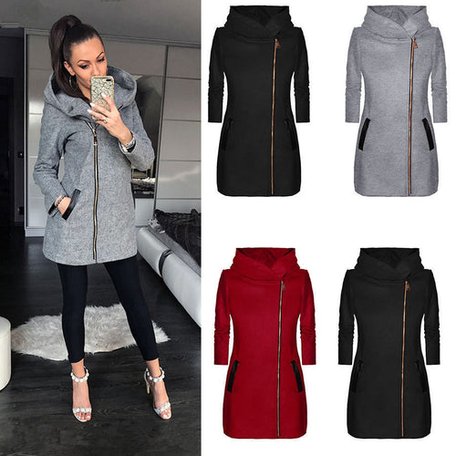 Urban woman coat with modern cascade collar Skjora