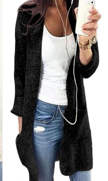 Kvinnes chunky strikket cardigan med romslige lommer og avslappet design Skjora