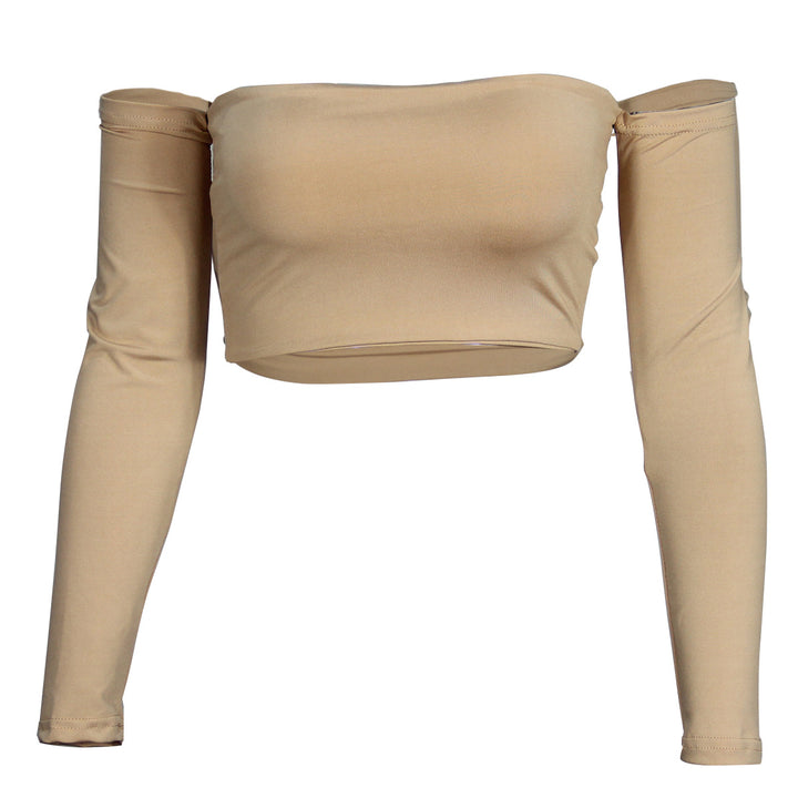 Dame Crop-Top med off-shoulder design og tettsittende snitt Skjora