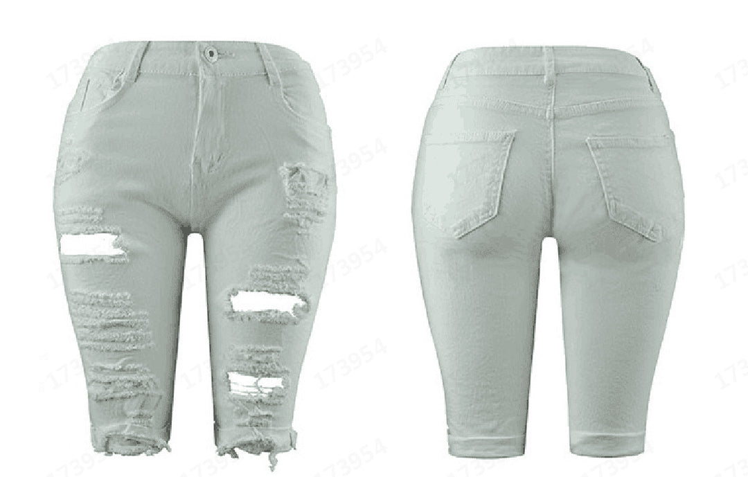 Damene Destroyed Denim-bukser med avslappet passform og stilige rippe-detaljer Skjora