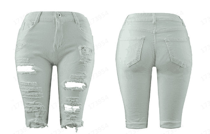 Damene Destroyed Denim-bukser med avslappet passform og stilige rippe-detaljer Skjora