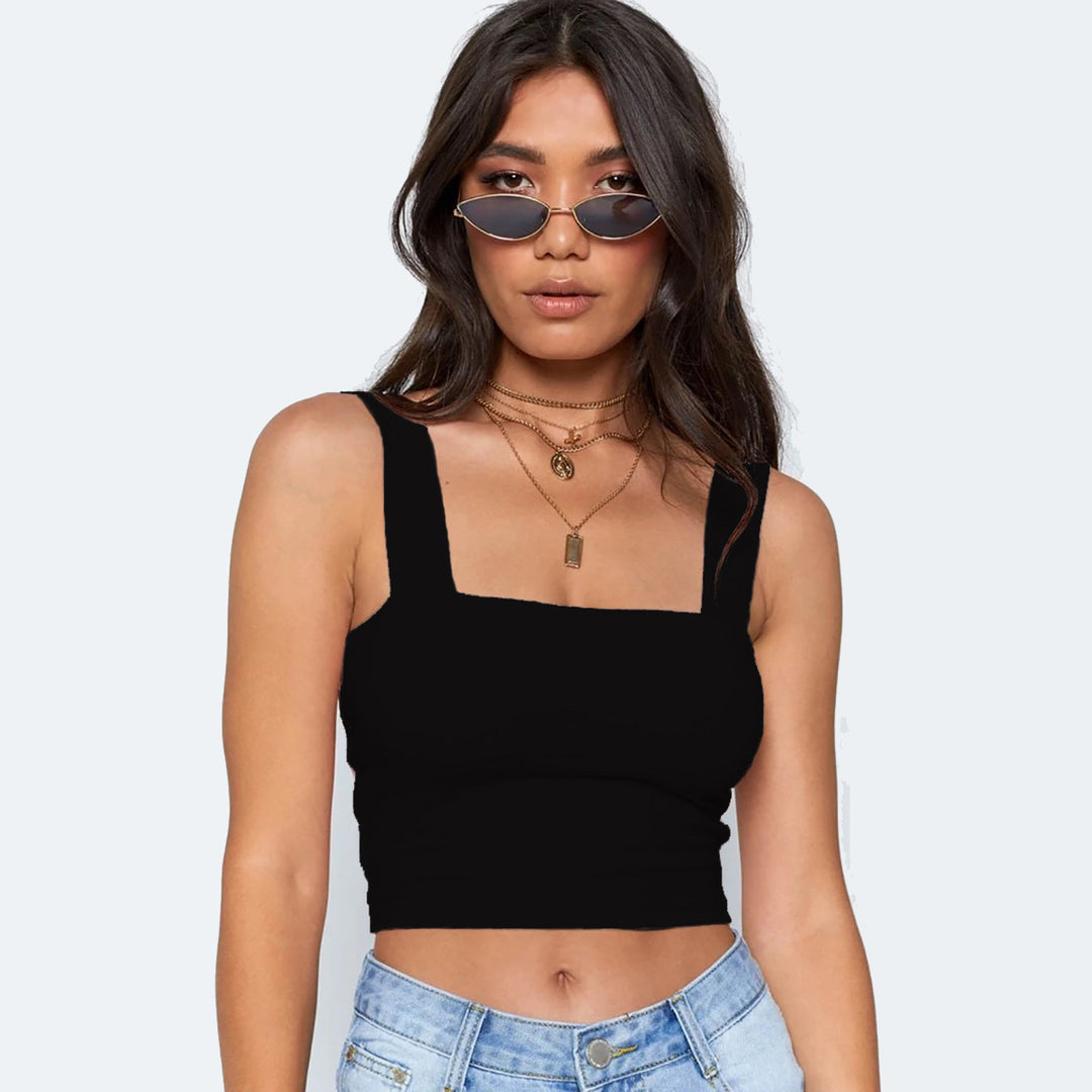 Dame Figurtilpasset Crop-Top med brede stropper Skjora