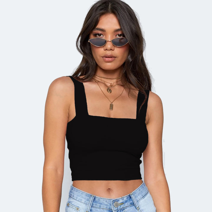 Dame Figurtilpasset Crop-Top med brede stropper Skjora