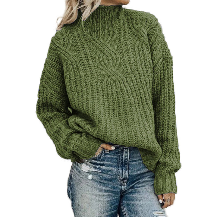 Damer chunky strikkegenser med høy krage og teksturert design Skjora