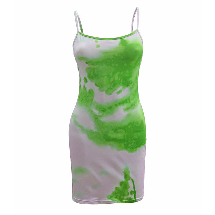 Kvinnenes tettsittende minikjole i uformell tie-dye-design