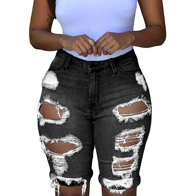 Damene Destroyed Denim-bukser med avslappet passform og stilige rippe-detaljer Skjora