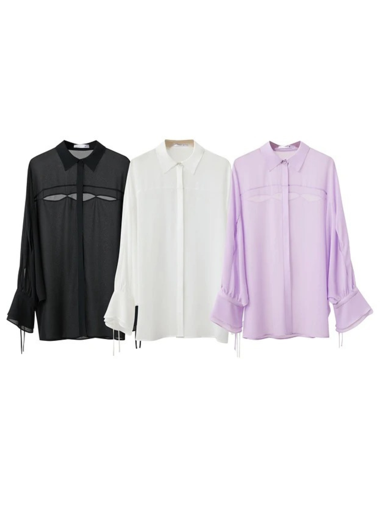 Close-up of lavender blouse back showing cut-out

