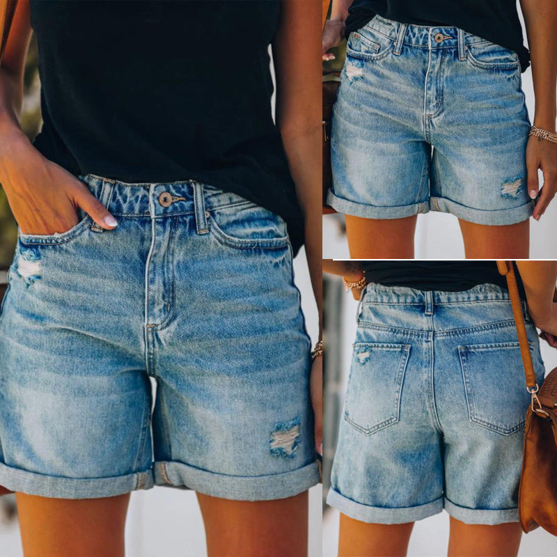 Dame jeansshorts med en moderne og avslappet passform Skjora