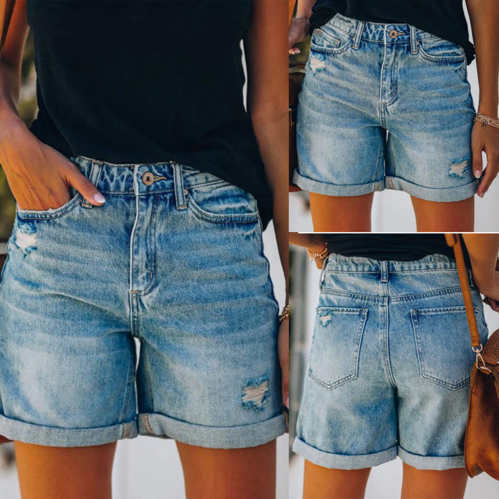 Dame jeansshorts med en moderne og avslappet passform Skjora