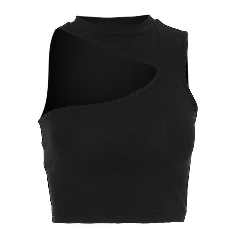 Dame sporty crop-top med kreativ cut-out-design og pustende materiale Skjora