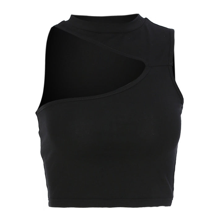 Dame sporty crop-top med kreativ cut-out-design og pustende materiale Skjora