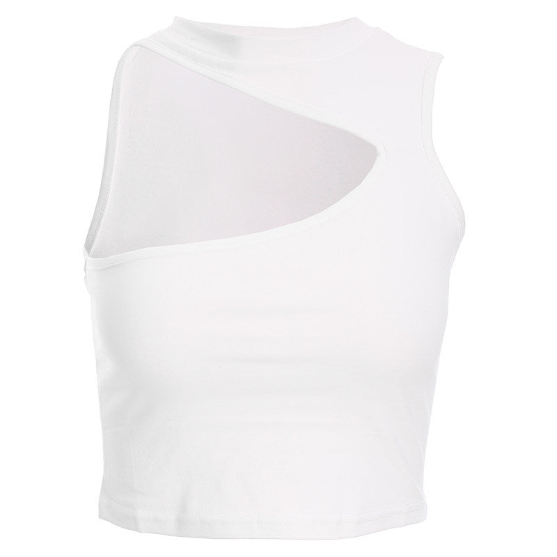 Dame sporty crop-top med kreativ cut-out-design og pustende materiale Skjora
