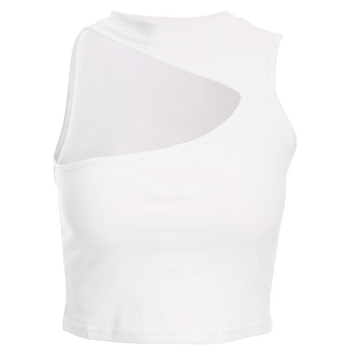 Dame sporty crop-top med kreativ cut-out-design og pustende materiale Skjora