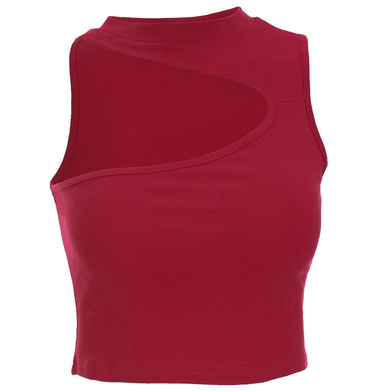 Dame sporty crop-top med kreativ cut-out-design og pustende materiale Skjora