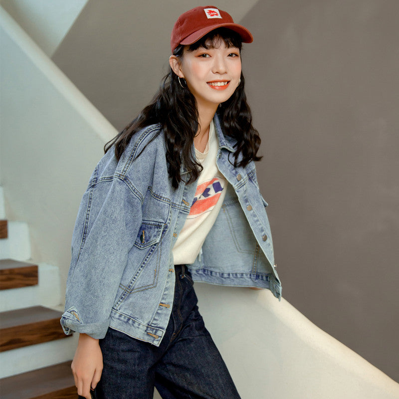 Kvinne Oversized Denim Jakke i Casual Stil Skjora