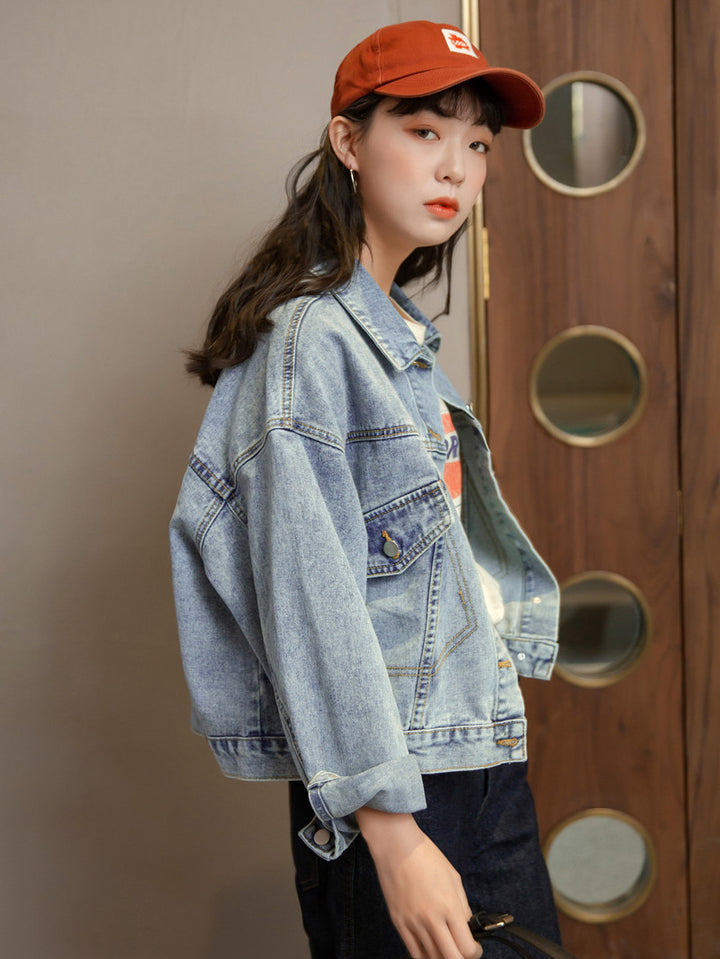 Kvinne Oversized Denim Jakke i Casual Stil Skjora