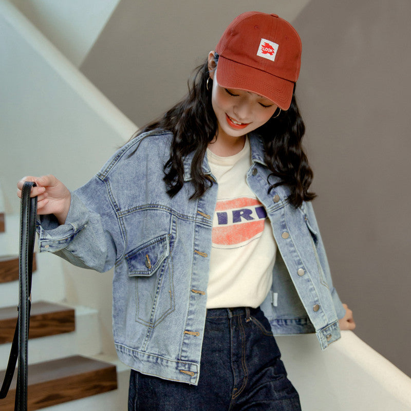 Kvinne Oversized Denim Jakke i Casual Stil Skjora