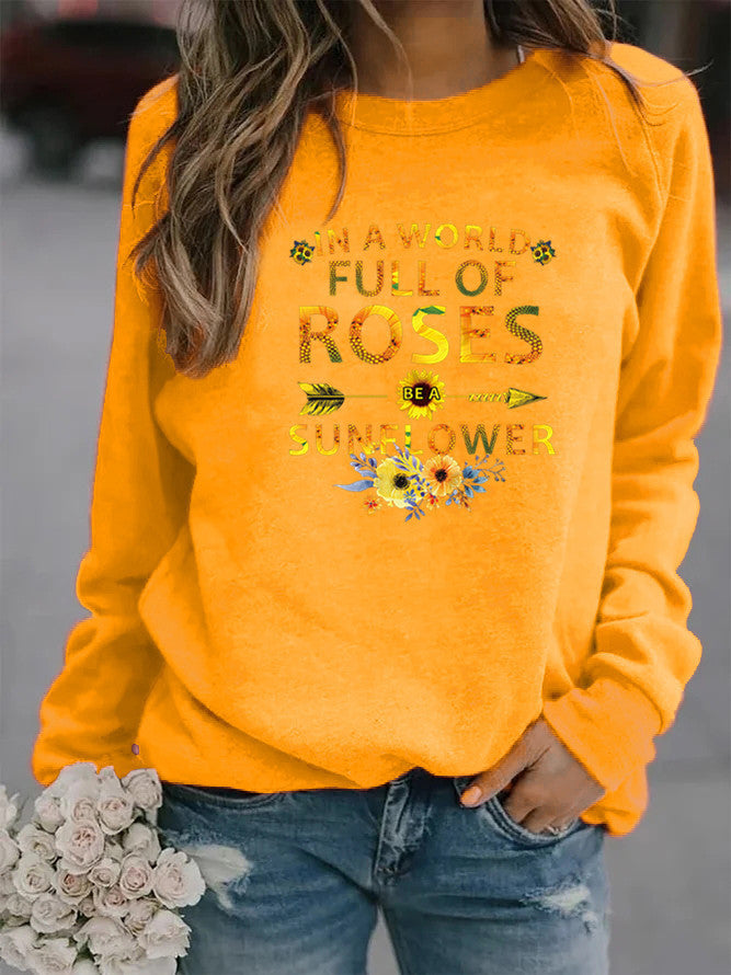 Dame sweatshirt med inspirerende design og blomsterdekorasjon Skjora