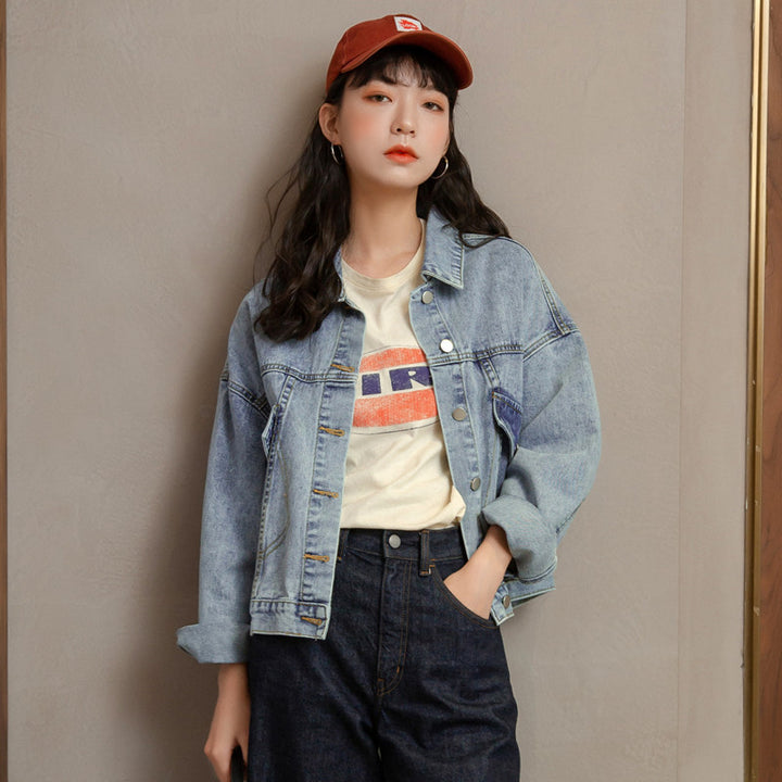 Kvinne Oversized Denim Jakke i Casual Stil Skjora