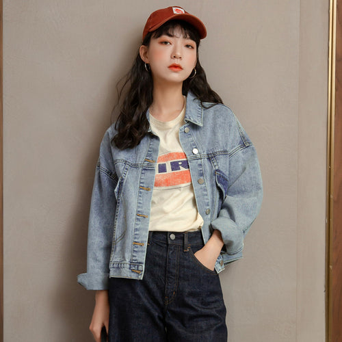 Kvinne Oversized Denim Jakke i Casual Stil Skjora