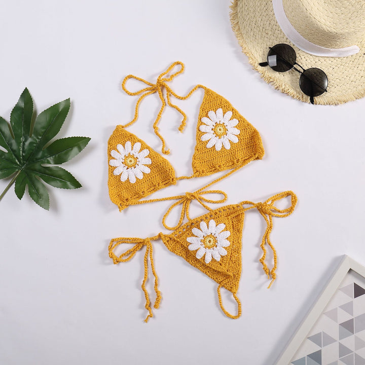Damen Bikiniset mit floralem Häkelmuster Skjora