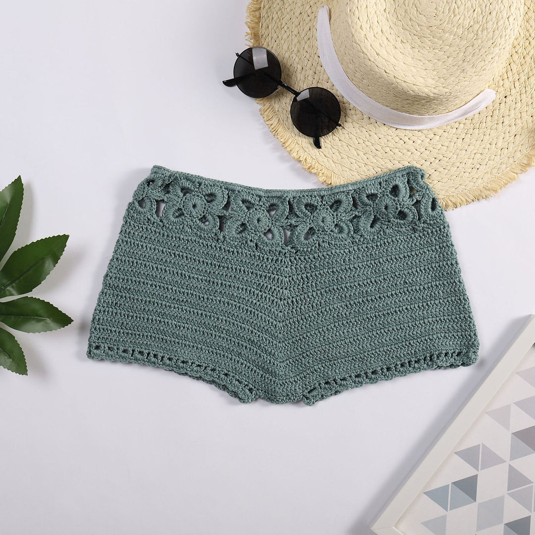 Damen Häkel-Shorts mit floralem Bund Skjora