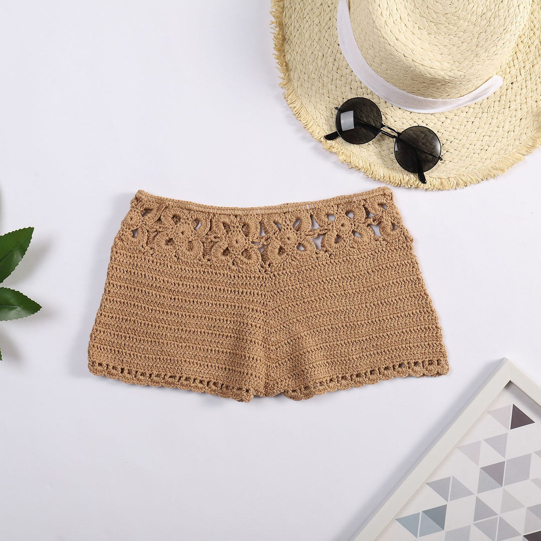 Damen Häkel-Shorts mit floralem Bund Skjora