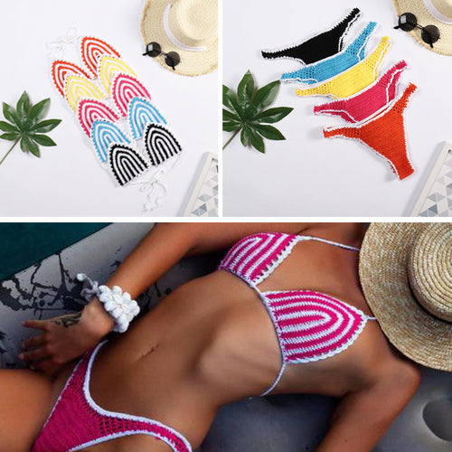 Damen Häkel-Bikini mit kontrastierendem Rand Skjora