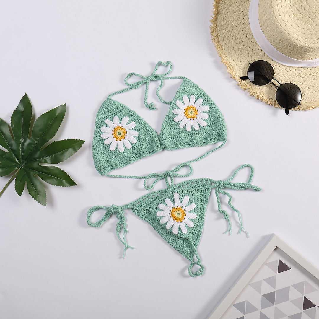 Damen Bikiniset mit floralem Häkelmuster Skjora