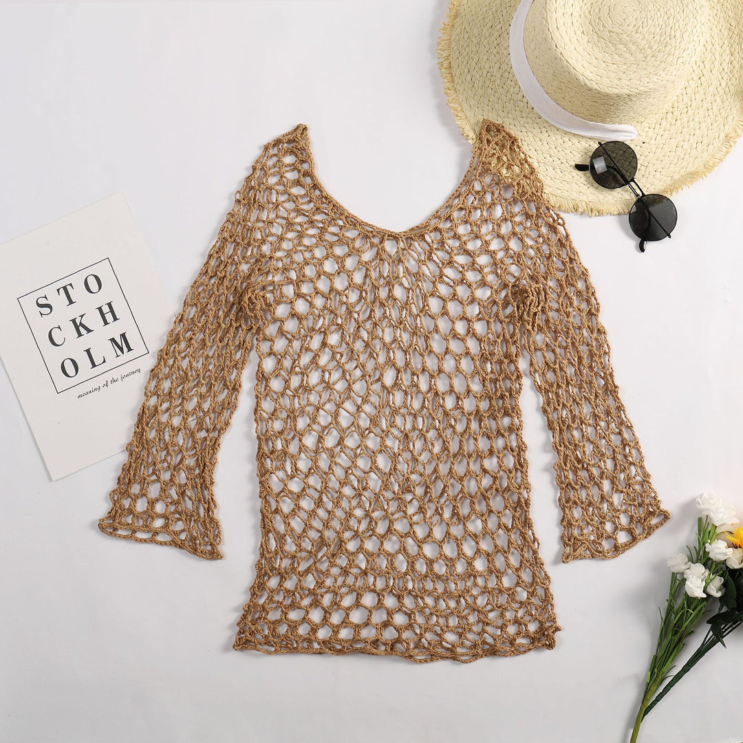 Damen luftiger Häkel-Poncho mit weitem Schnitt Skjora