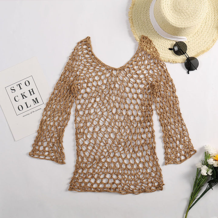 Damen luftiger Häkel-Poncho mit weitem Schnitt Skjora