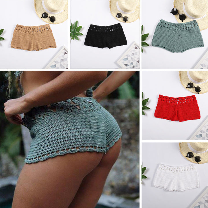 Damen Häkel-Shorts mit floralem Bund Skjora