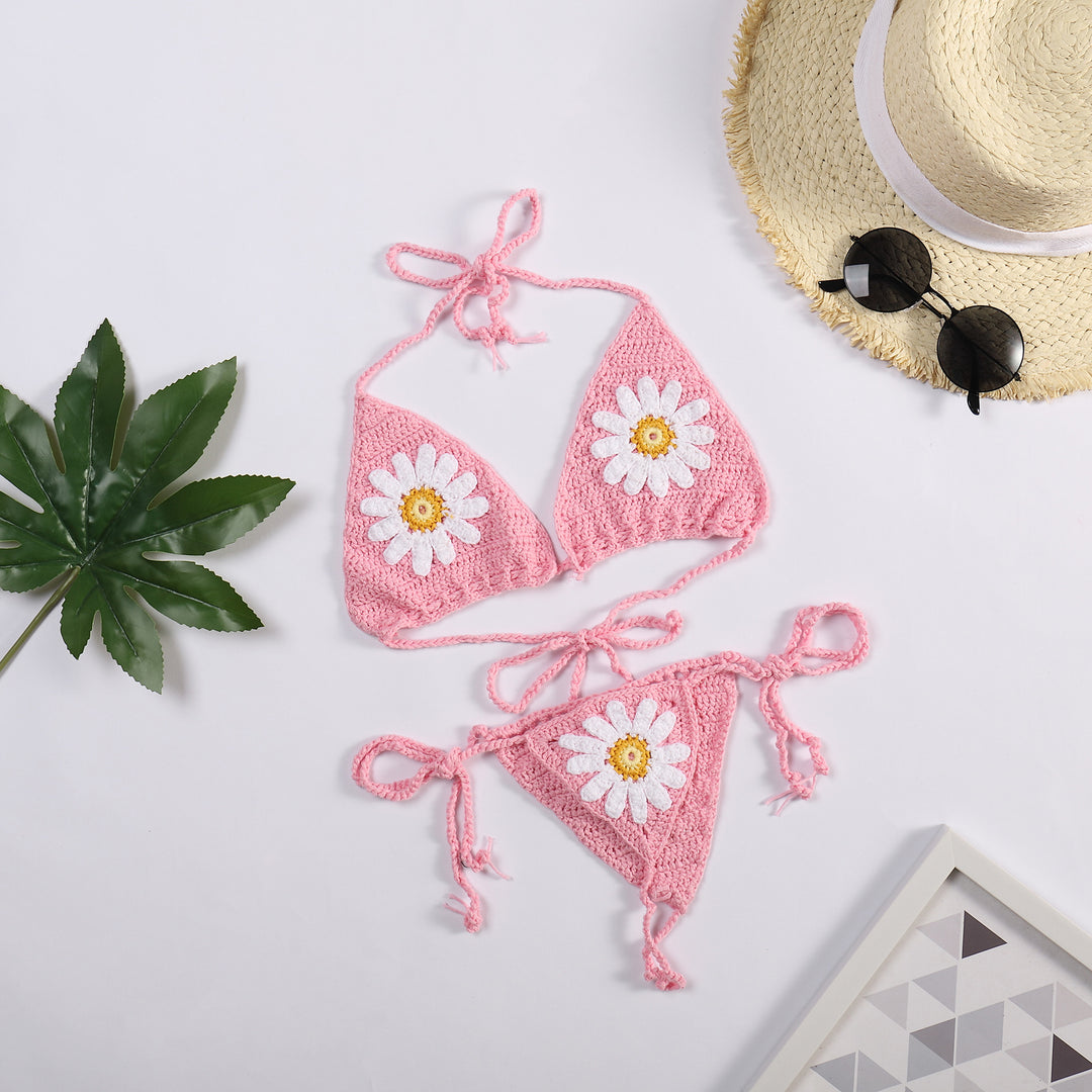 Damen Bikiniset mit floralem Häkelmuster Skjora