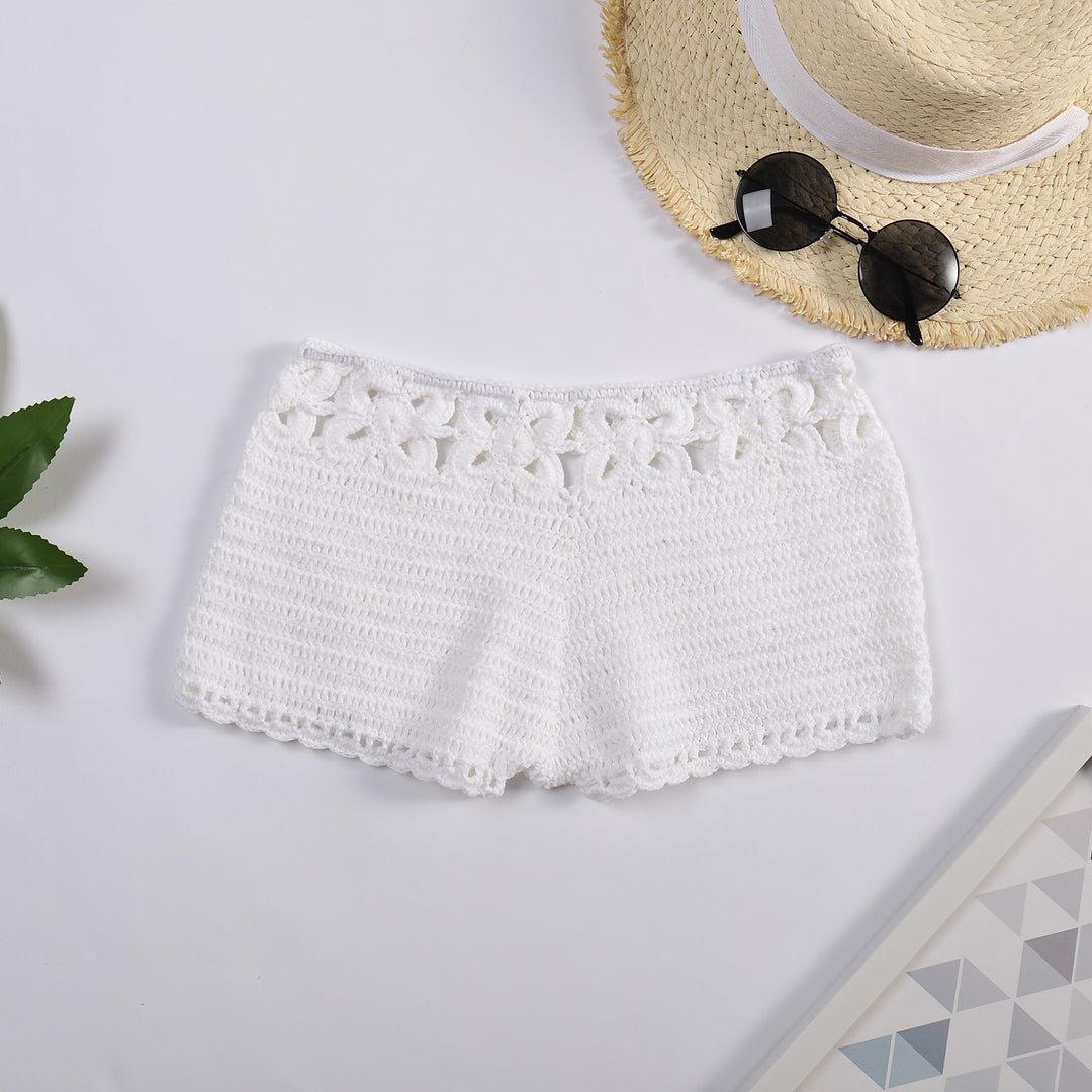 Damen Häkel-Shorts mit floralem Bund Skjora