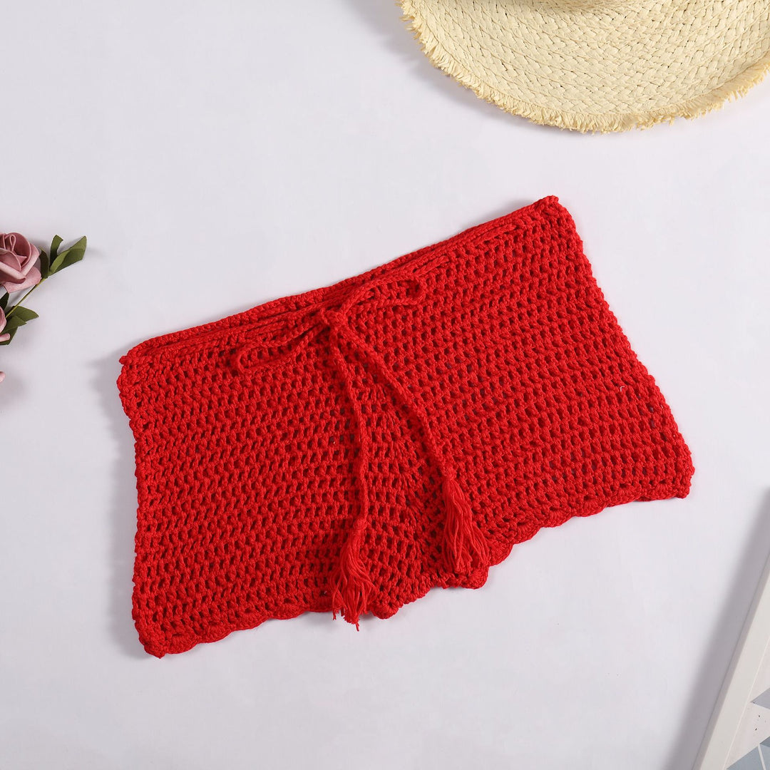 Damen Häkelshorts mit dekorativen Quasten und verstellbarem Bund Skjora