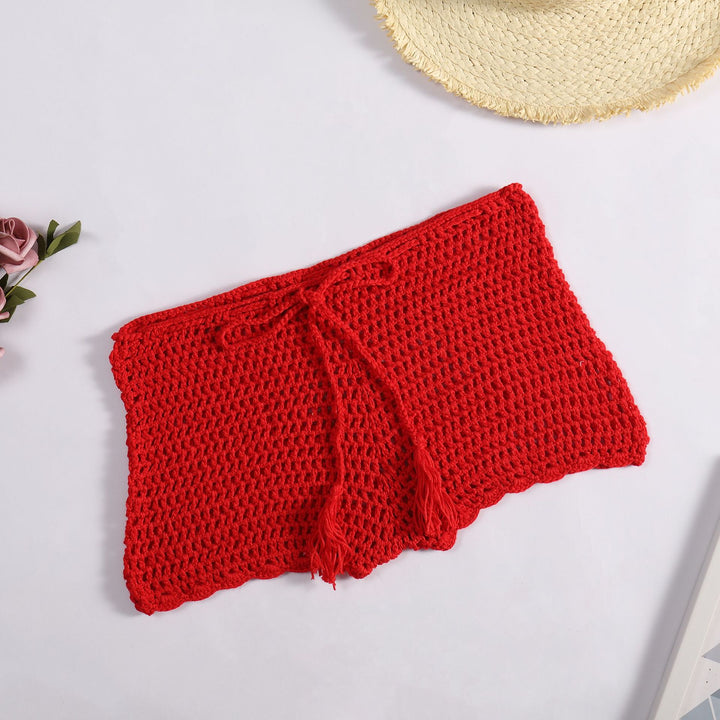 Damen Häkelshorts mit dekorativen Quasten und verstellbarem Bund Skjora