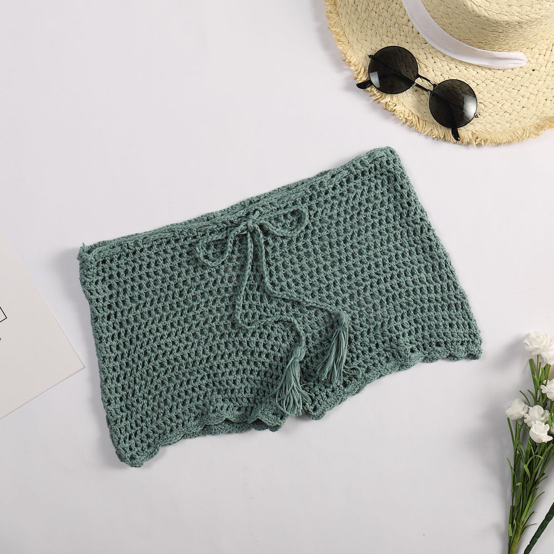 Damen Häkelshorts mit dekorativen Quasten und verstellbarem Bund Skjora