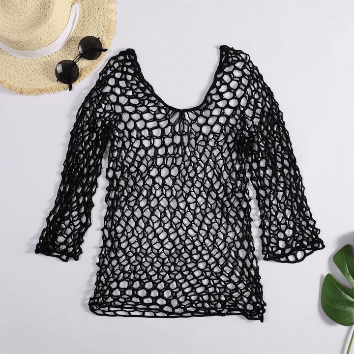 Damen luftiger Häkel-Poncho mit weitem Schnitt Skjora